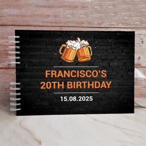 Custom Cheers Beer Black Guest Book with Different Page Options-No. 134