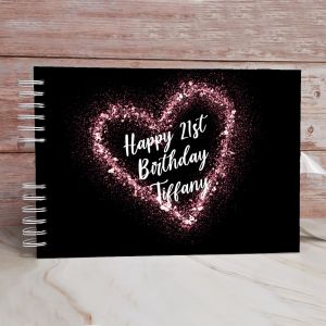 Custom Dark Pink Minimalistic Elegant Glitter Guest Book with Different Page Options-No. 136