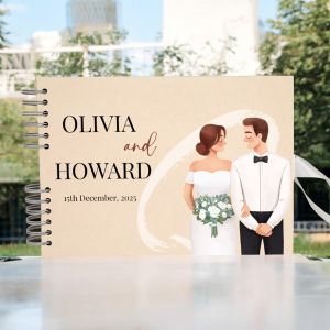 Custom Happy Couple Wedding Guest Book with Different Page Options