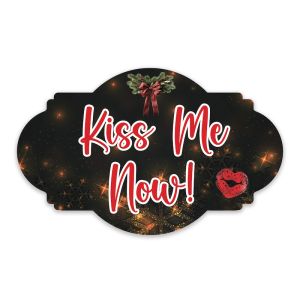 'Kiss Me Now' Xmas UV Printed Word Board Photo Booth Sign Prop