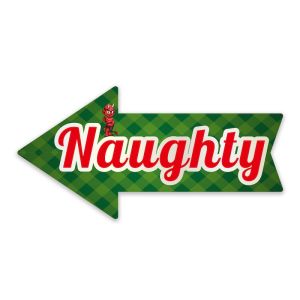 'Naughty' Xmas Arrow UV Printed Word Board Photo Booth Sign Prop